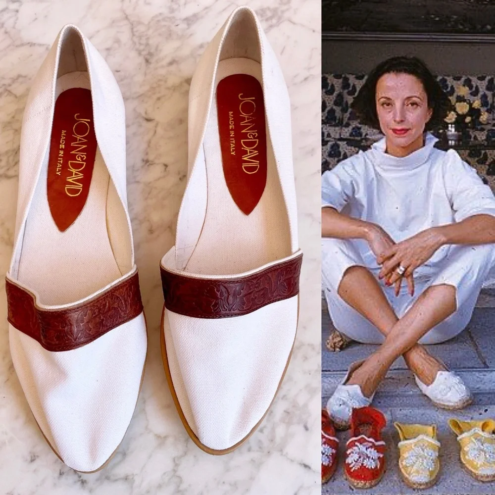 Vintage White Espadrilles with Brown Leather Trim